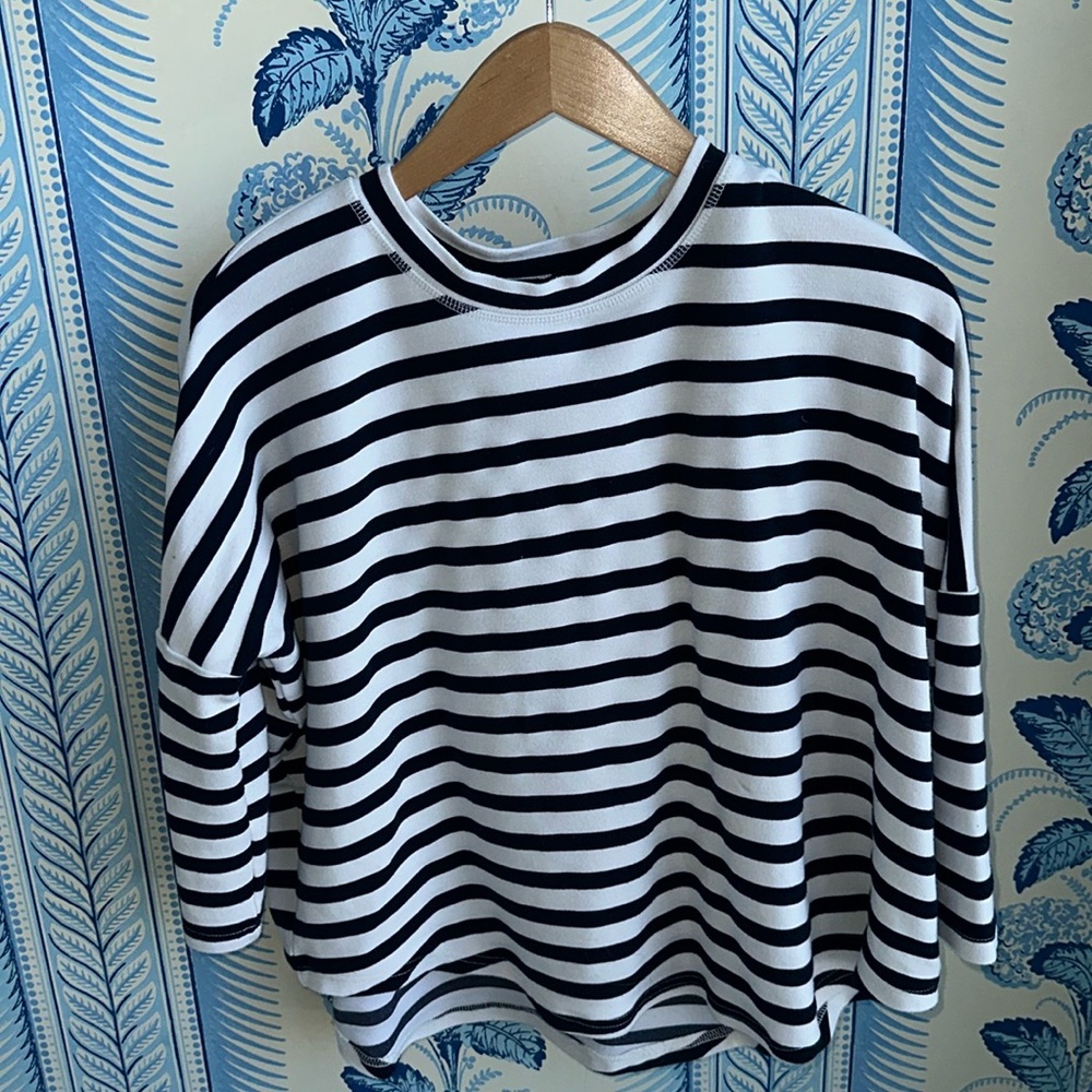 Pomander Place Black and White Striped Long Sleeve Tee
